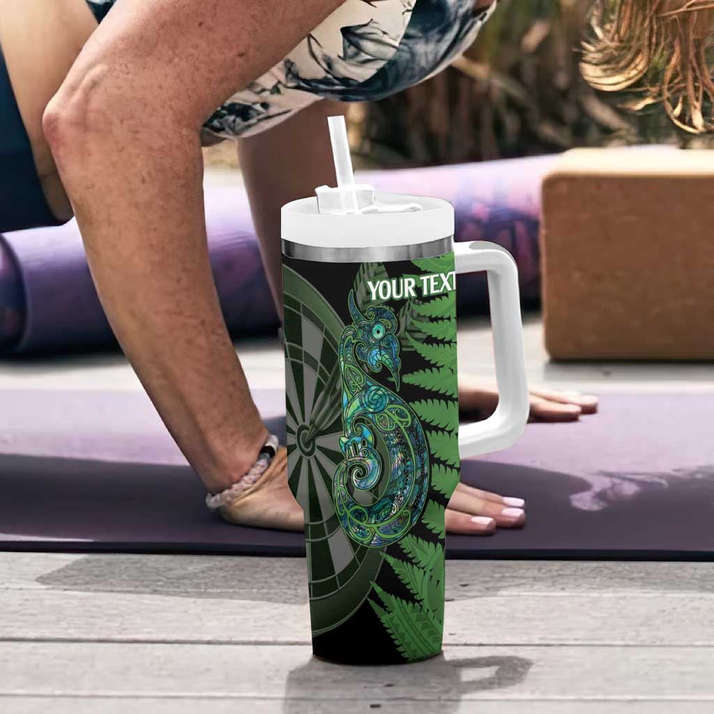 Personalised New Zealand Darts Tumbler With Handle Aotearoa Maori Fern Mix Manaia Tattoo LT14 - Polynesian Pride