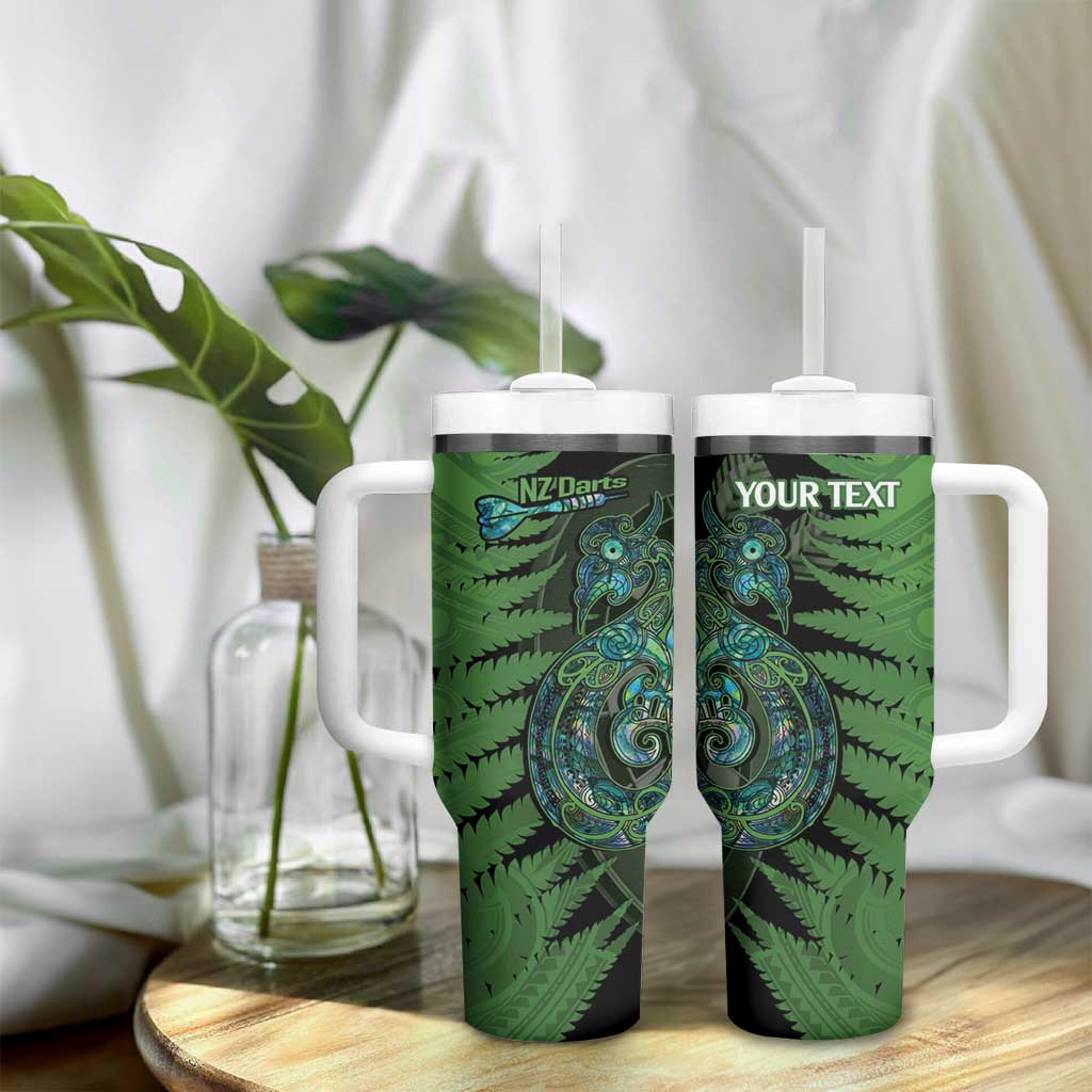 Personalised New Zealand Darts Tumbler With Handle Aotearoa Maori Fern Mix Manaia Tattoo LT14 - Polynesian Pride