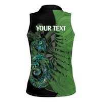 Personalised New Zealand Darts Women Sleeveless Polo Shirt Aotearoa Maori Fern Mix Manaia Tattoo LT14 - Polynesian Pride