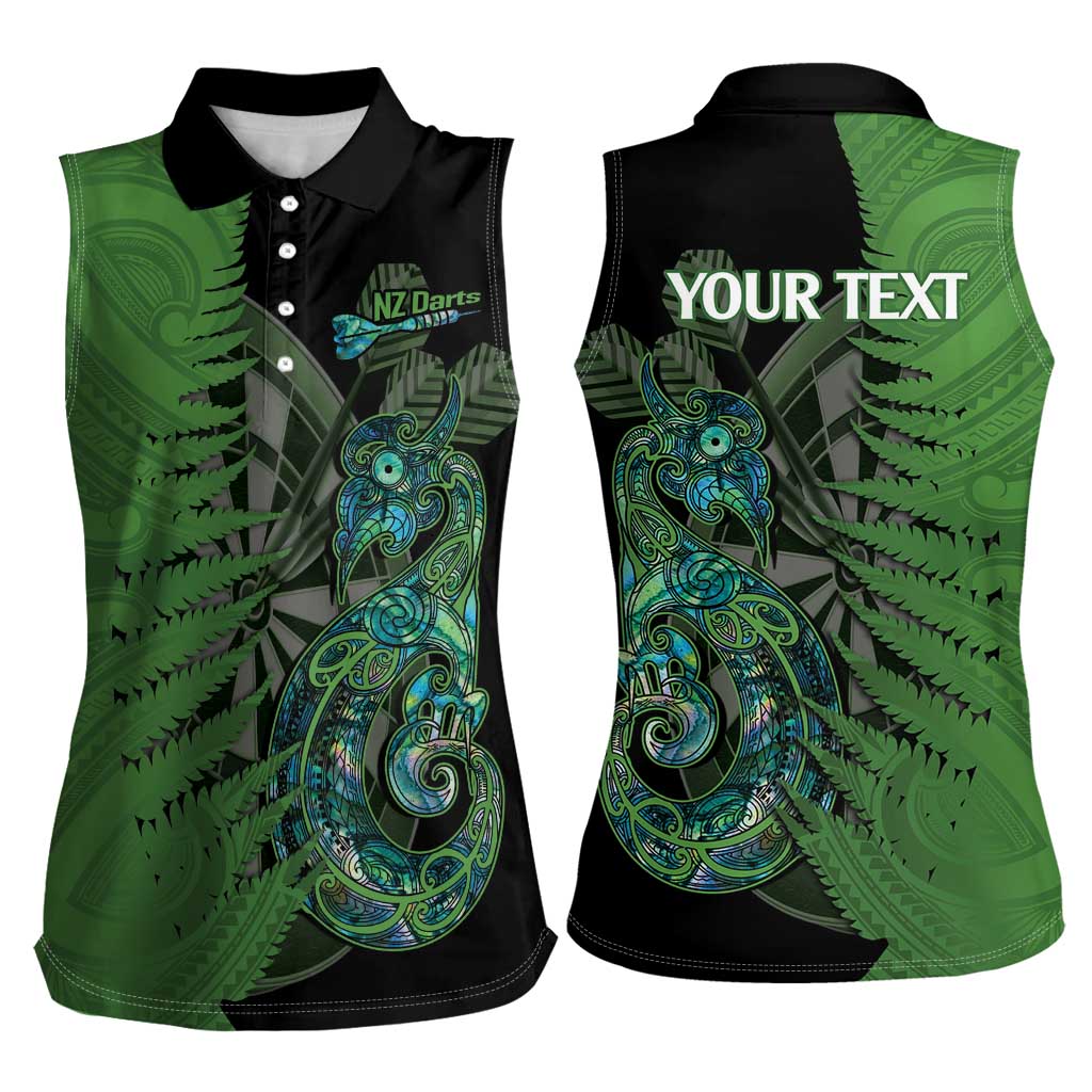 Personalised New Zealand Darts Women Sleeveless Polo Shirt Aotearoa Maori Fern Mix Manaia Tattoo LT14 - Polynesian Pride