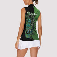 Personalised New Zealand Darts Women Sleeveless Polo Shirt Aotearoa Maori Fern Mix Manaia Tattoo LT14 - Polynesian Pride
