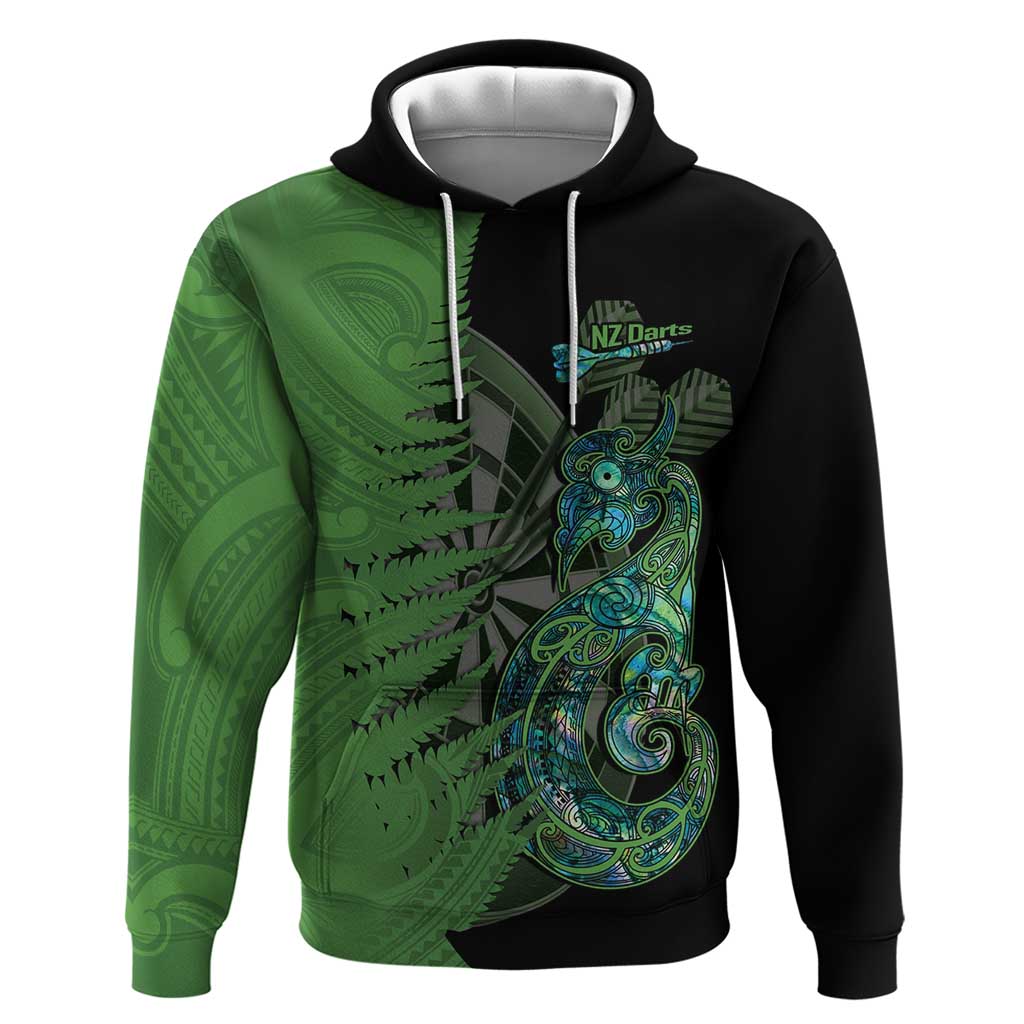 Personalised New Zealand Darts Zip Hoodie Aotearoa Maori Fern Mix Manaia Tattoo LT14 Pullover Hoodie Green - Polynesian Pride
