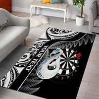 Personalised New Zealand Darts Area Rug Aotearoa Fern Mix Paua Shell Manaia - Black LT14 - Polynesian Pride
