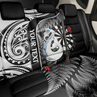 Personalised New Zealand Darts Back Car Seat Cover Aotearoa Fern Mix Paua Shell Manaia - Black LT14 - Polynesian Pride