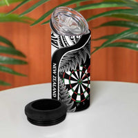 Personalised New Zealand Darts 4 in 1 Can Cooler Tumbler Aotearoa Fern Mix Paua Shell Manaia - Black LT14 - Polynesian Pride