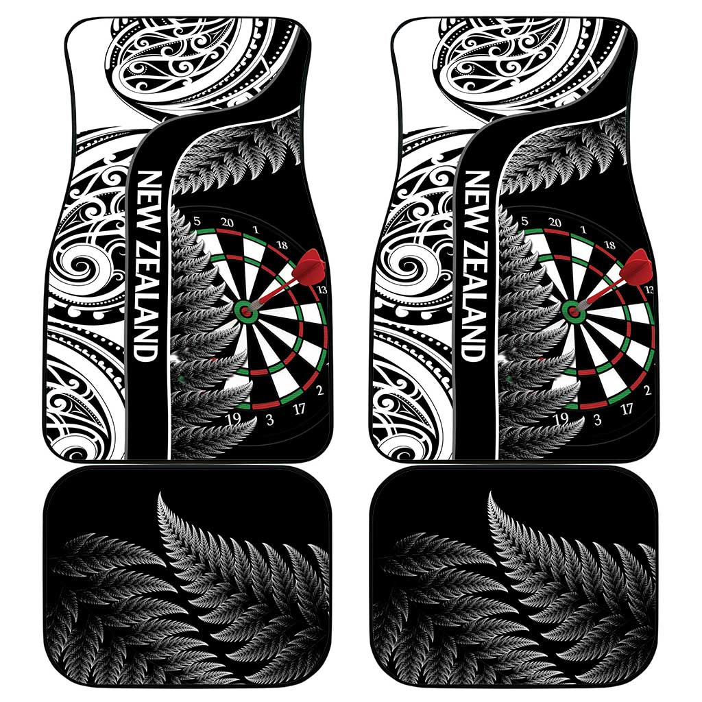 Personalised New Zealand Darts Car Mats Aotearoa Fern Mix Paua Shell Manaia - Black LT14 - Polynesian Pride