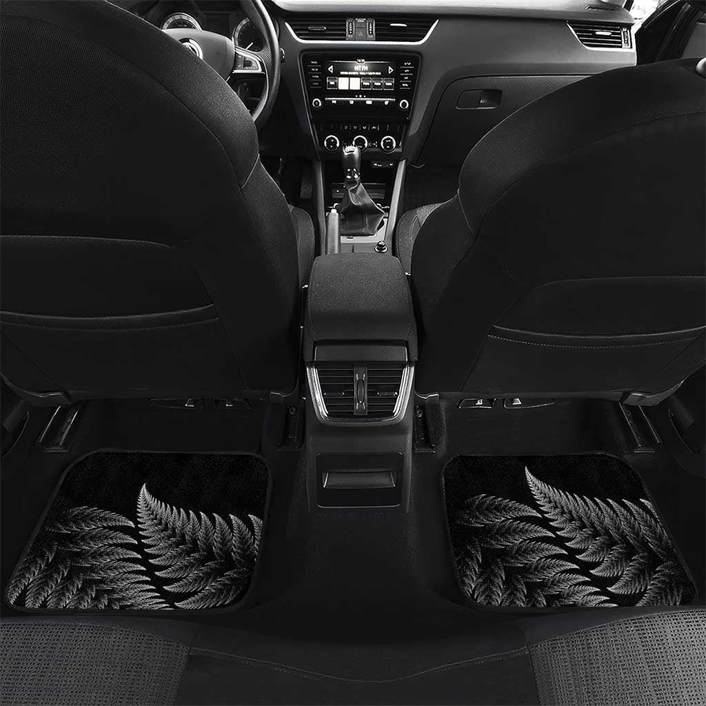 Personalised New Zealand Darts Car Mats Aotearoa Fern Mix Paua Shell Manaia - Black LT14 Set 2pcs - Back Black - Polynesian Pride
