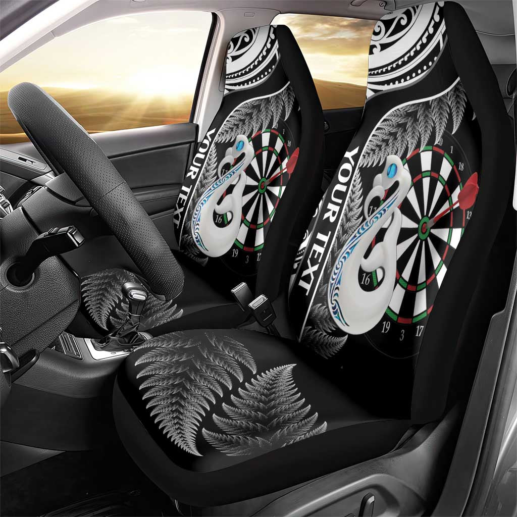 Personalised New Zealand Darts Car Seat Cover Aotearoa Fern Mix Paua Shell Manaia - Black LT14 - Polynesian Pride