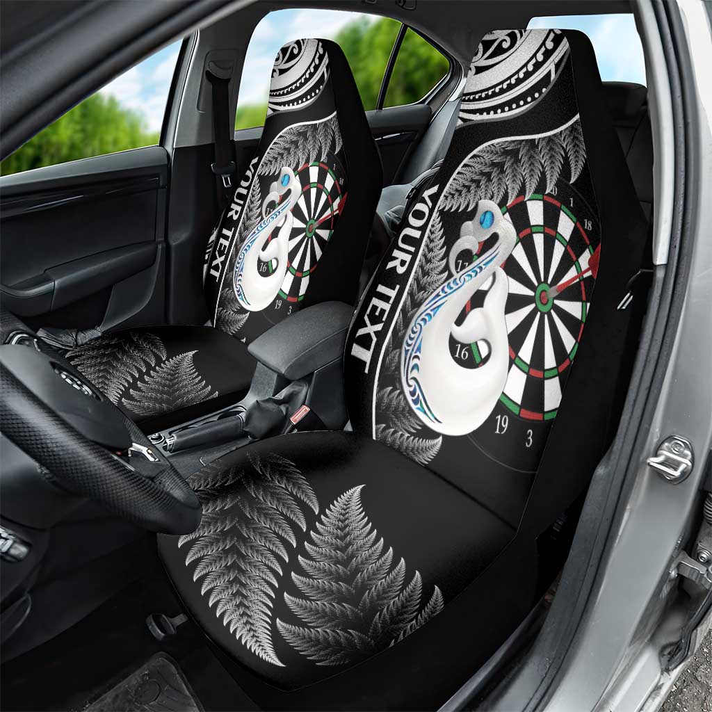 Personalised New Zealand Darts Car Seat Cover Aotearoa Fern Mix Paua Shell Manaia - Black LT14 - Polynesian Pride