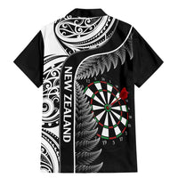 Personalised New Zealand Darts Family Matching Mermaid Dress and Hawaiian Shirt Aotearoa Fern Mix Paua Shell Manaia - Black LT14 - Polynesian Pride