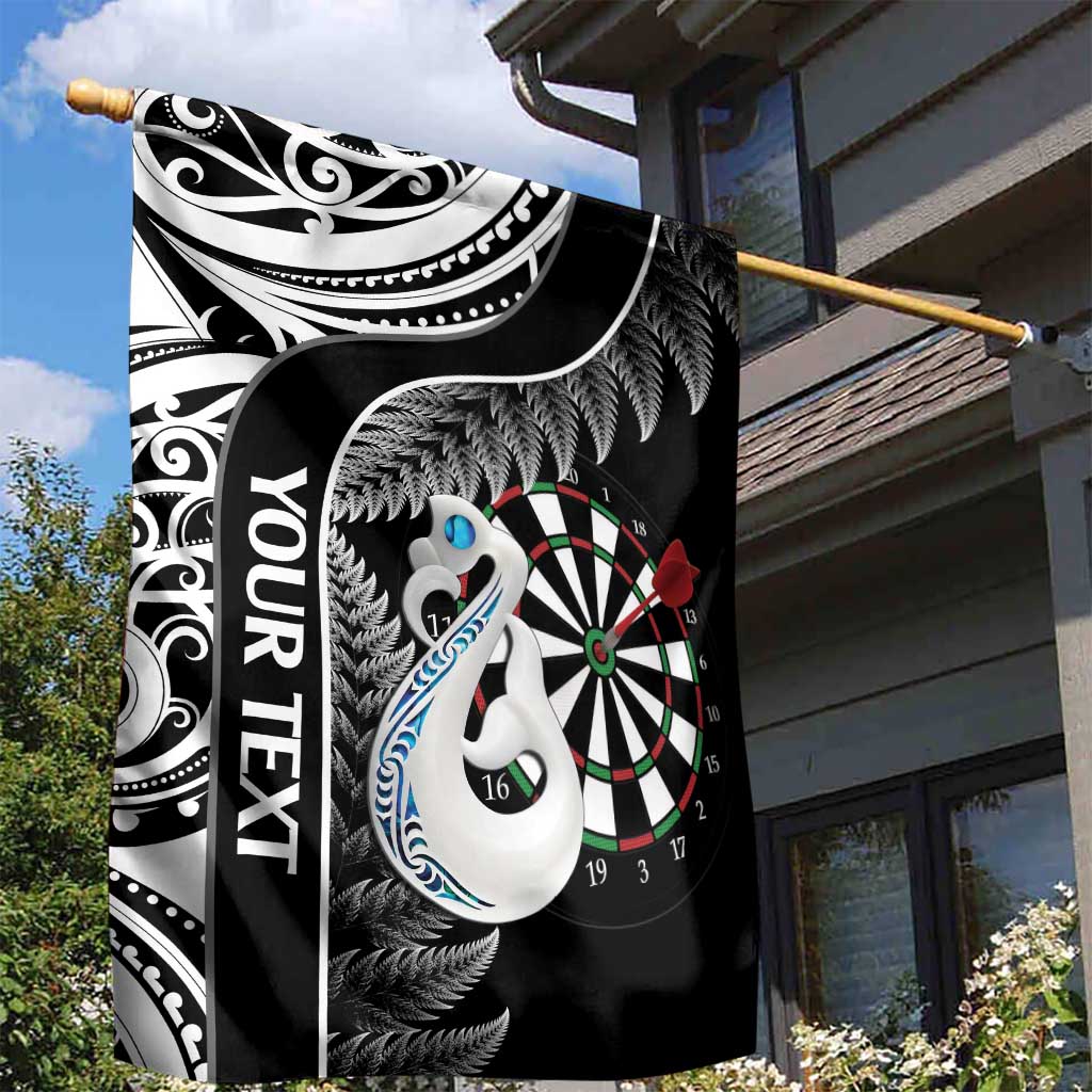 Personalised New Zealand Darts Garden Flag Aotearoa Fern Mix Paua Shell Manaia - Black LT14 - Polynesian Pride