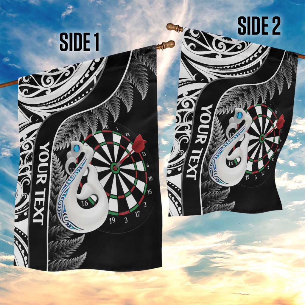 Personalised New Zealand Darts Garden Flag Aotearoa Fern Mix Paua Shell Manaia - Black LT14 - Polynesian Pride