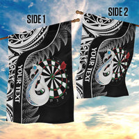 Personalised New Zealand Darts Garden Flag Aotearoa Fern Mix Paua Shell Manaia - Black LT14 - Polynesian Pride