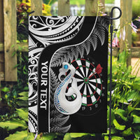 Personalised New Zealand Darts Garden Flag Aotearoa Fern Mix Paua Shell Manaia - Black LT14 Garden Flag Black - Polynesian Pride
