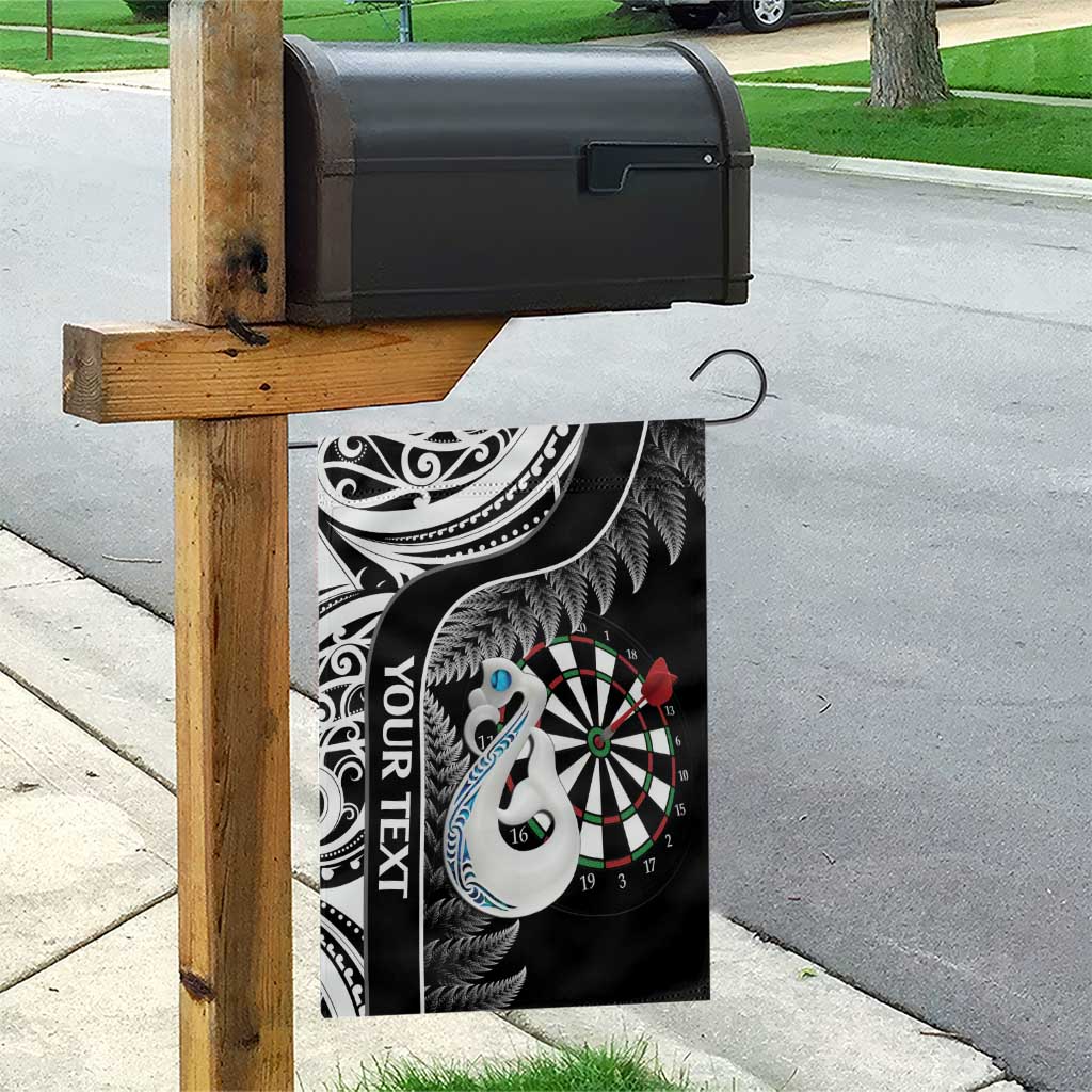 Personalised New Zealand Darts Garden Flag Aotearoa Fern Mix Paua Shell Manaia - Black LT14 - Polynesian Pride