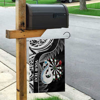 Personalised New Zealand Darts Garden Flag Aotearoa Fern Mix Paua Shell Manaia - Black LT14 - Polynesian Pride
