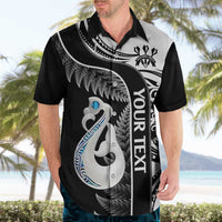 Personalised New Zealand Darts Hawaiian Shirt Aotearoa Fern Mix Paua Shell Manaia - Black LT14 - Polynesian Pride