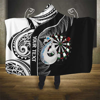Personalised New Zealand Darts Hooded Blanket Aotearoa Fern Mix Paua Shell Manaia - Black LT14 - Polynesian Pride