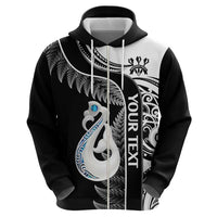 Personalised New Zealand Darts Hoodie Aotearoa Fern Mix Paua Shell Manaia - Black LT14 - Polynesian Pride