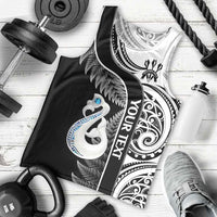 Personalised New Zealand Darts Men Tank Top Aotearoa Fern Mix Paua Shell Manaia - Black LT14 - Polynesian Pride