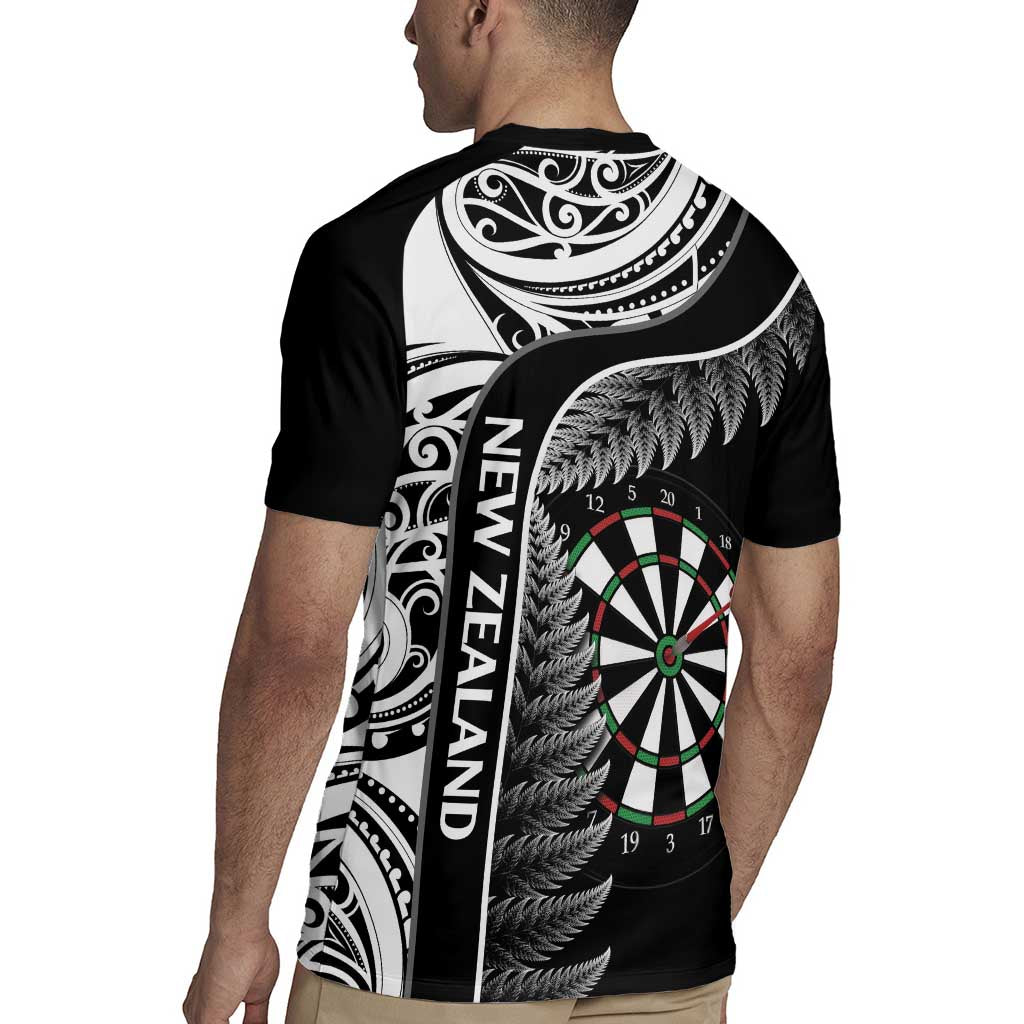Personalised New Zealand Darts Rugby Jersey Aotearoa Fern Mix Paua Shell Manaia - Black LT14 - Polynesian Pride