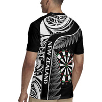 Personalised New Zealand Darts Rugby Jersey Aotearoa Fern Mix Paua Shell Manaia - Black LT14 - Polynesian Pride