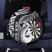 Personalised New Zealand Darts Spare Tire Cover Aotearoa Fern Mix Paua Shell Manaia - Black LT14 - Polynesian Pride