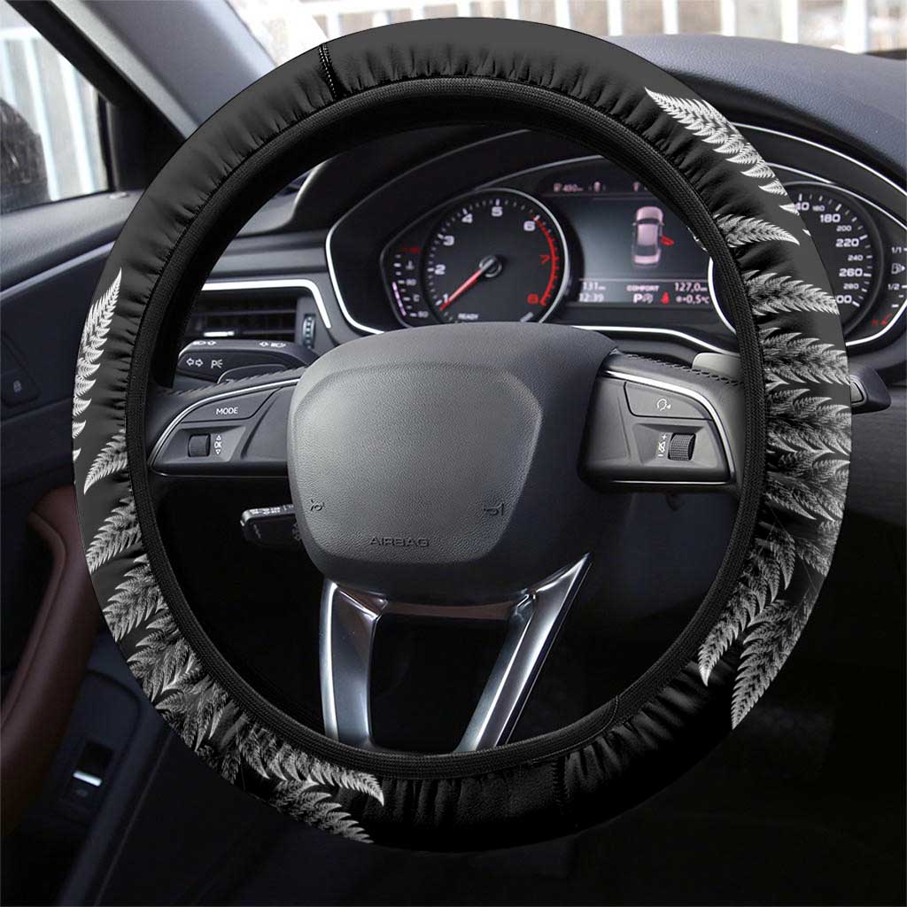 New Zealand Darts Steering Wheel Cover Aotearoa Fern Mix Paua Shell Manaia - Black LT14 - Polynesian Pride