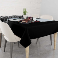 Personalised New Zealand Darts Tablecloth Aotearoa Fern Mix Paua Shell Manaia - Black