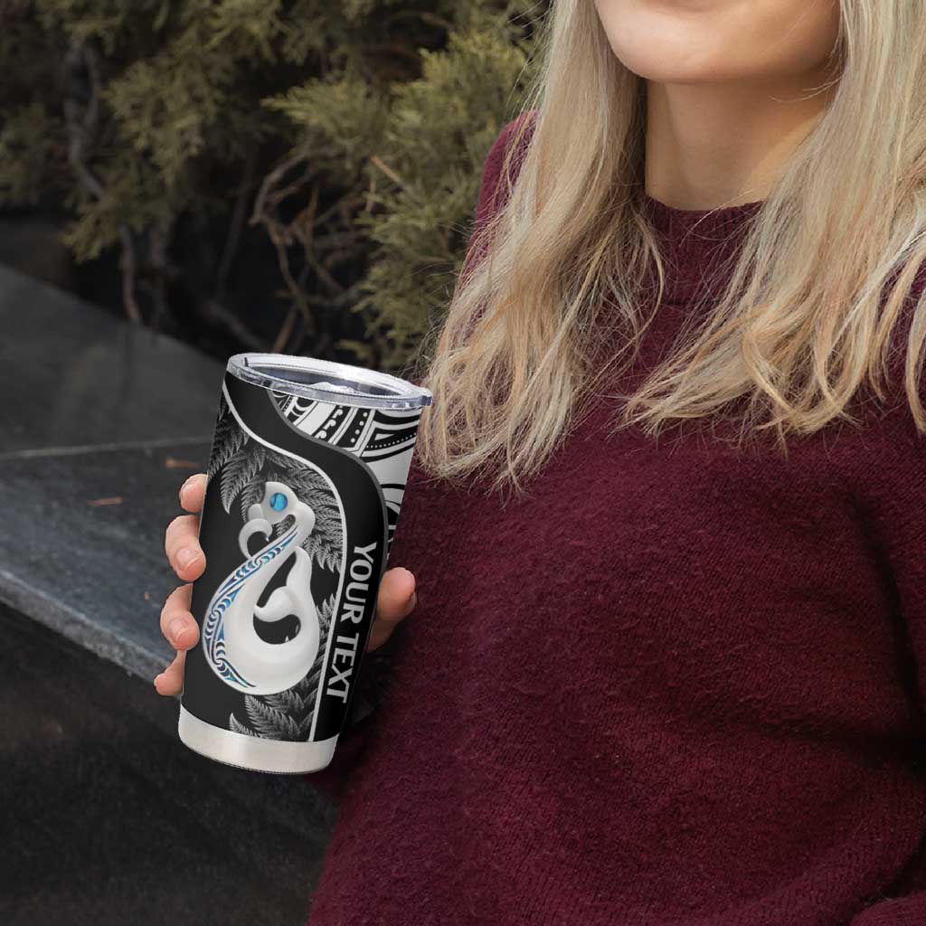 Personalised New Zealand Darts Tumbler Cup Aotearoa Fern Mix Paua Shell Manaia - Black LT14 - Polynesian Pride