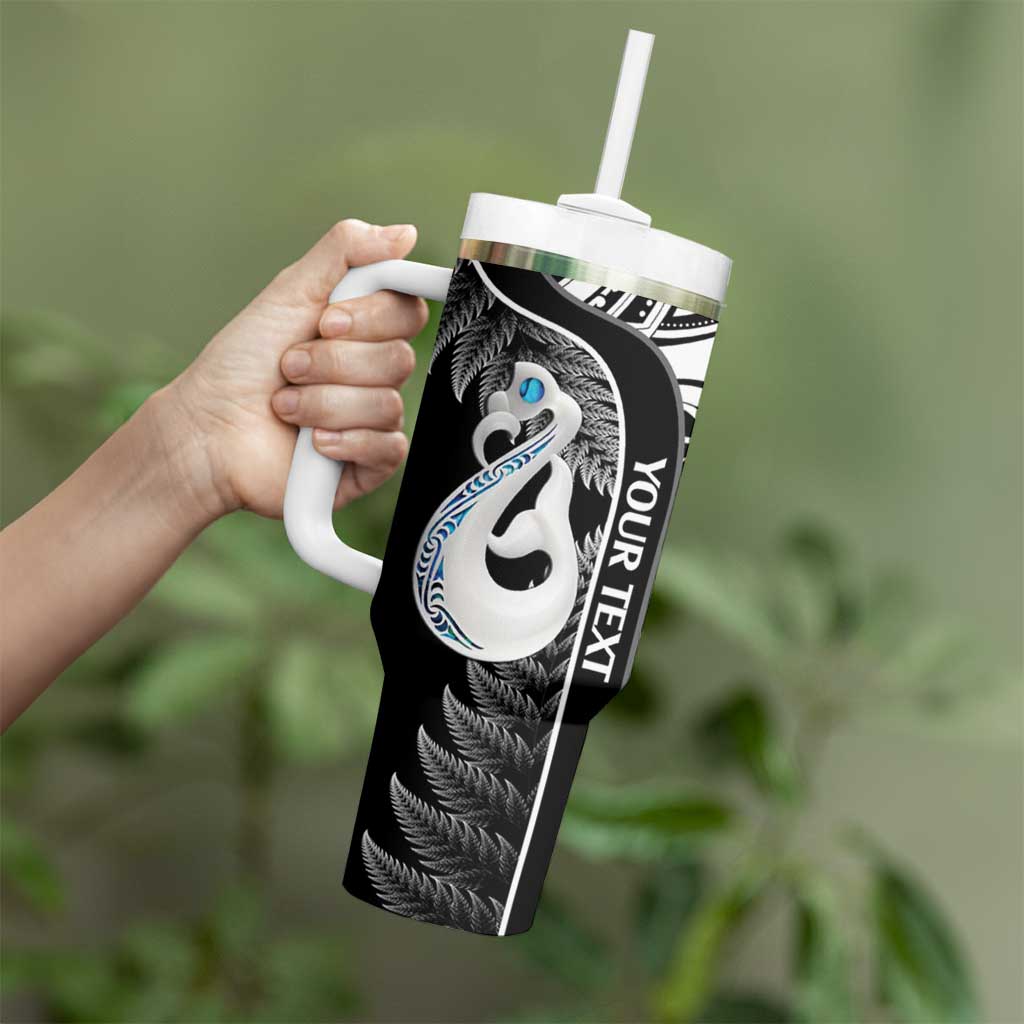 Personalised New Zealand Darts Tumbler With Handle Aotearoa Fern Mix Paua Shell Manaia - Black LT14 - Polynesian Pride