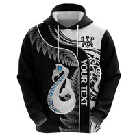 Personalised New Zealand Darts Zip Hoodie Aotearoa Fern Mix Paua Shell Manaia - Black LT14 - Polynesian Pride
