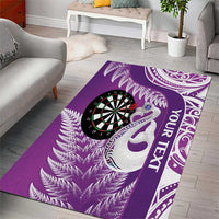 Personalised New Zealand Darts Area Rug Aotearoa Fern Mix Paua Shell Manaia - Purple LT14 - Polynesian Pride