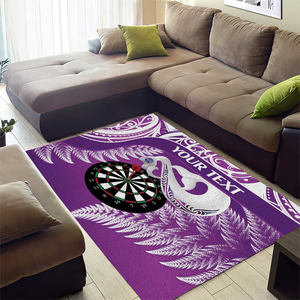 Personalised New Zealand Darts Area Rug Aotearoa Fern Mix Paua Shell Manaia - Purple LT14 - Polynesian Pride