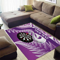 Personalised New Zealand Darts Area Rug Aotearoa Fern Mix Paua Shell Manaia - Purple LT14 - Polynesian Pride