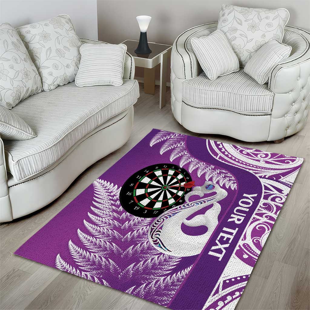 Personalised New Zealand Darts Area Rug Aotearoa Fern Mix Paua Shell Manaia - Purple LT14 - Polynesian Pride