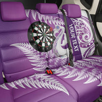Personalised New Zealand Darts Back Car Seat Cover Aotearoa Fern Mix Paua Shell Manaia - Purple LT14 - Polynesian Pride
