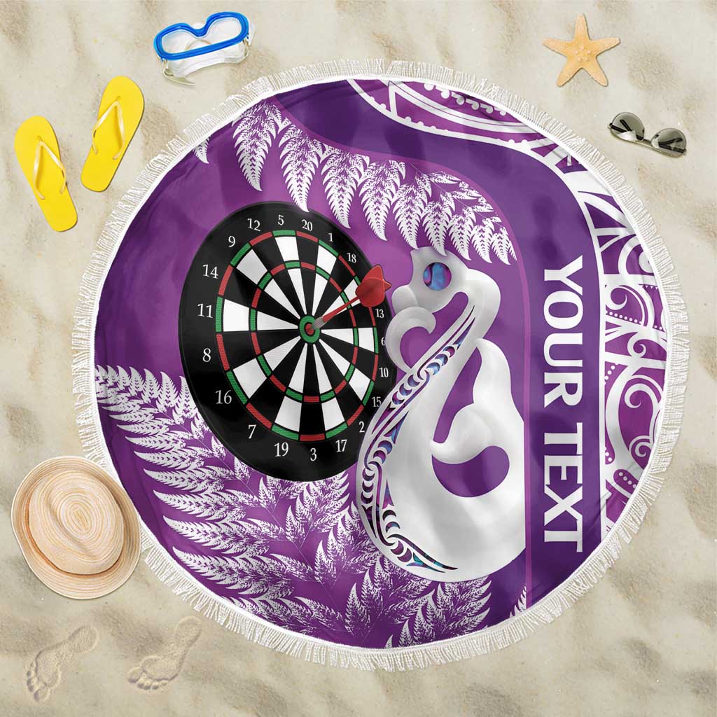 Personalised New Zealand Darts Beach Blanket Aotearoa Fern Mix Paua Shell Manaia - Purple LT14 One Size 150cm Purple - Polynesian Pride