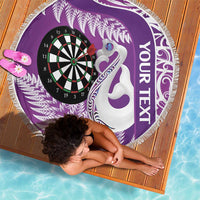 Personalised New Zealand Darts Beach Blanket Aotearoa Fern Mix Paua Shell Manaia - Purple LT14 - Polynesian Pride