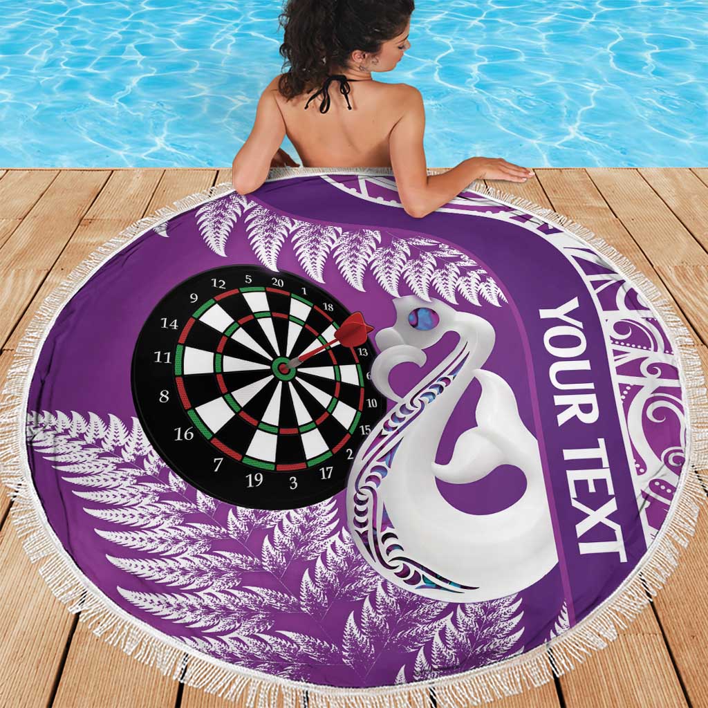 Personalised New Zealand Darts Beach Blanket Aotearoa Fern Mix Paua Shell Manaia - Purple LT14 - Polynesian Pride