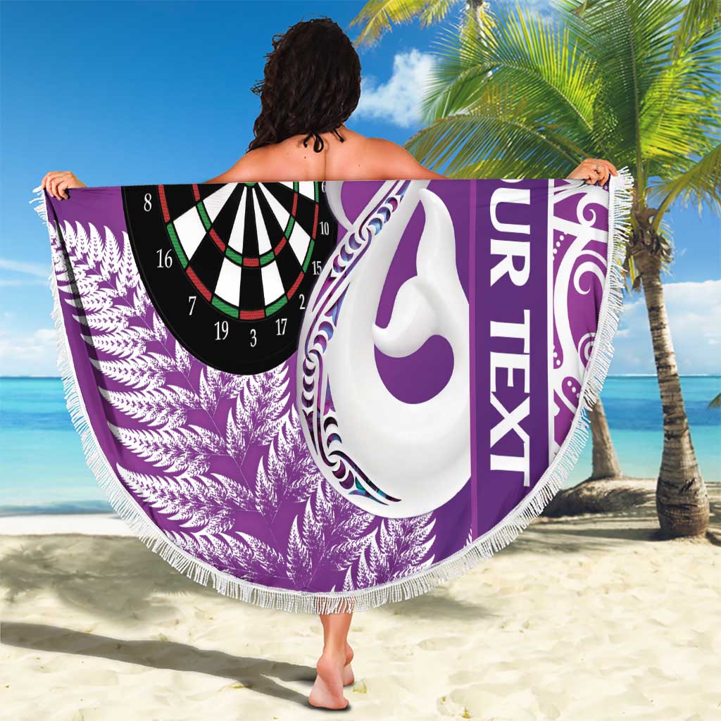 Personalised New Zealand Darts Beach Blanket Aotearoa Fern Mix Paua Shell Manaia - Purple LT14 - Polynesian Pride