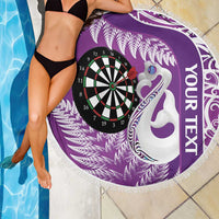 Personalised New Zealand Darts Beach Blanket Aotearoa Fern Mix Paua Shell Manaia - Purple LT14 - Polynesian Pride