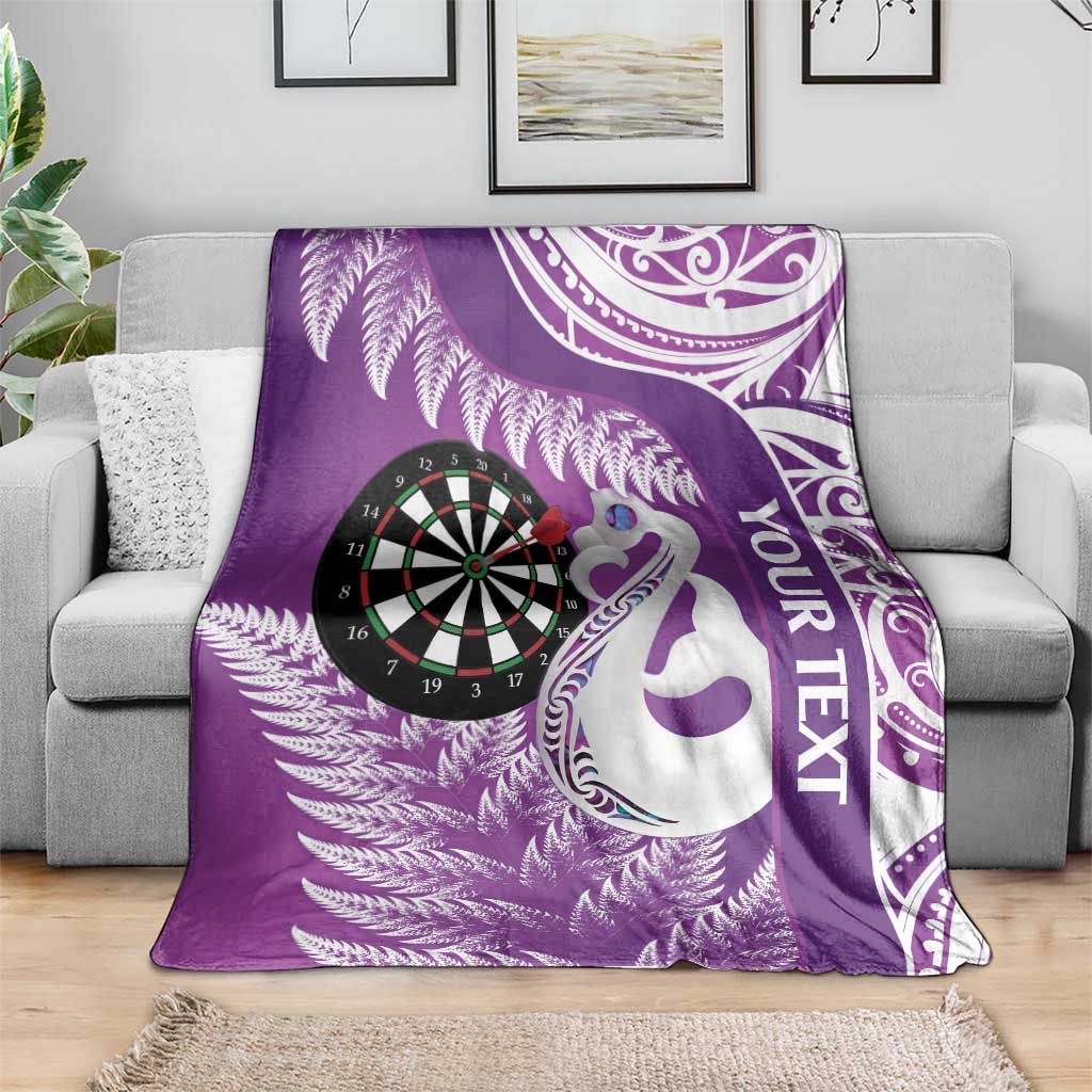 Personalised New Zealand Darts Blanket Aotearoa Fern Mix Paua Shell Manaia - Purple LT14 - Polynesian Pride