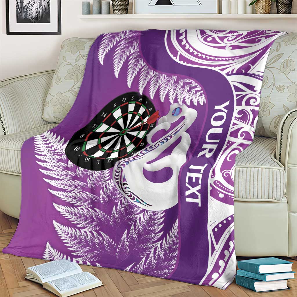 Personalised New Zealand Darts Blanket Aotearoa Fern Mix Paua Shell Manaia - Purple LT14 - Polynesian Pride