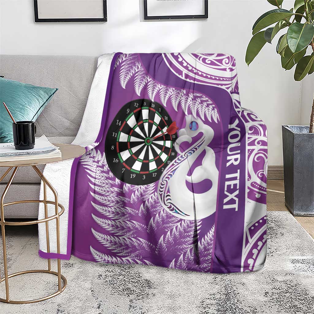 Personalised New Zealand Darts Blanket Aotearoa Fern Mix Paua Shell Manaia - Purple LT14 - Polynesian Pride