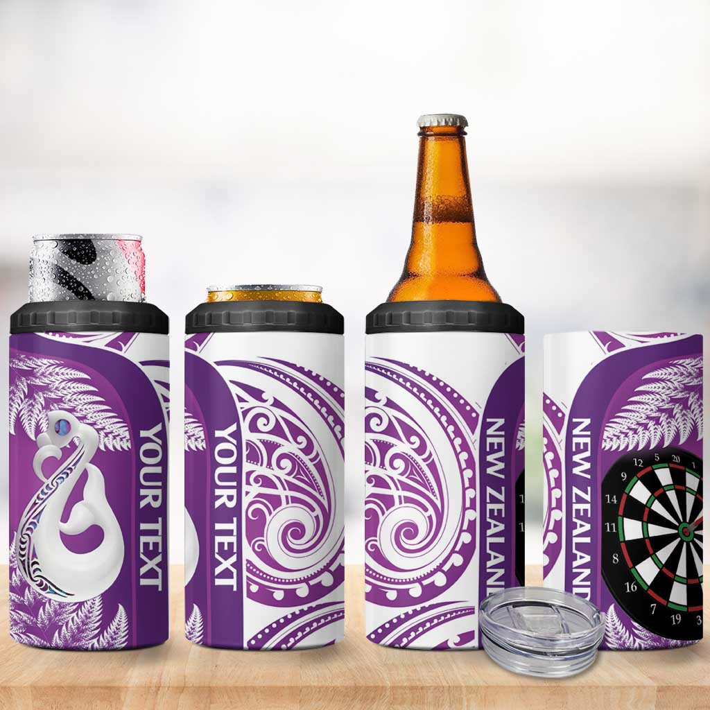 Personalised New Zealand Darts 4 in 1 Can Cooler Tumbler Aotearoa Fern Mix Paua Shell Manaia - Purple LT14 - Polynesian Pride