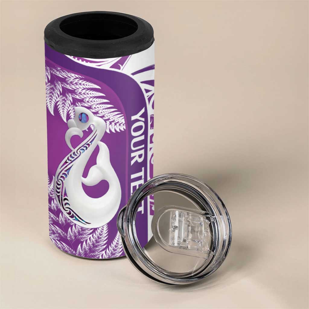 Personalised New Zealand Darts 4 in 1 Can Cooler Tumbler Aotearoa Fern Mix Paua Shell Manaia - Purple LT14 - Polynesian Pride