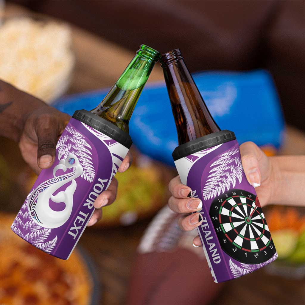 Personalised New Zealand Darts 4 in 1 Can Cooler Tumbler Aotearoa Fern Mix Paua Shell Manaia - Purple LT14 - Polynesian Pride