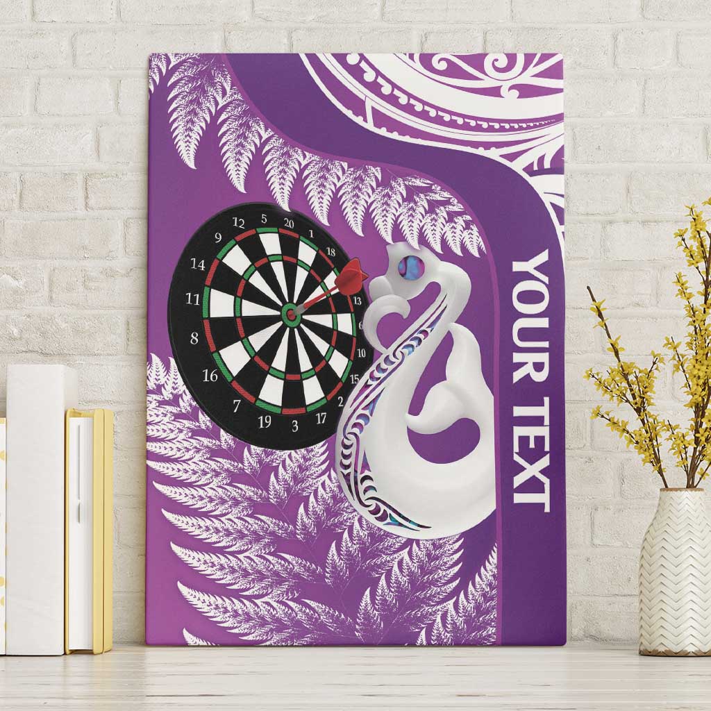 Personalised New Zealand Darts Canvas Wall Art Aotearoa Fern Mix Paua Shell Manaia - Purple LT14 Without Frame Purple - Polynesian Pride