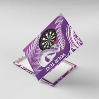 Personalised New Zealand Darts Canvas Wall Art Aotearoa Fern Mix Paua Shell Manaia - Purple LT14 With Frame Purple - Polynesian Pride